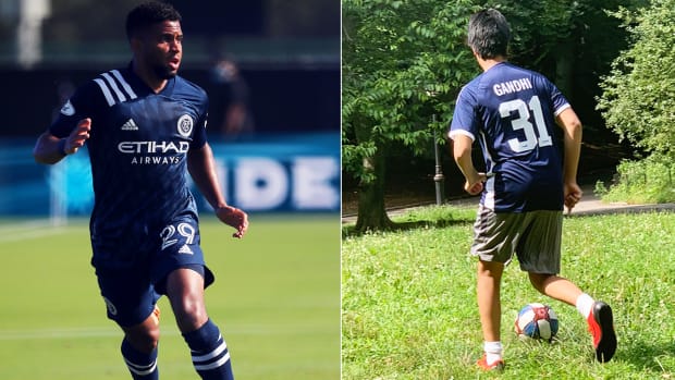 New York City FC midfielder Ismael Tajouri (left); Shaan Gandhi (right)