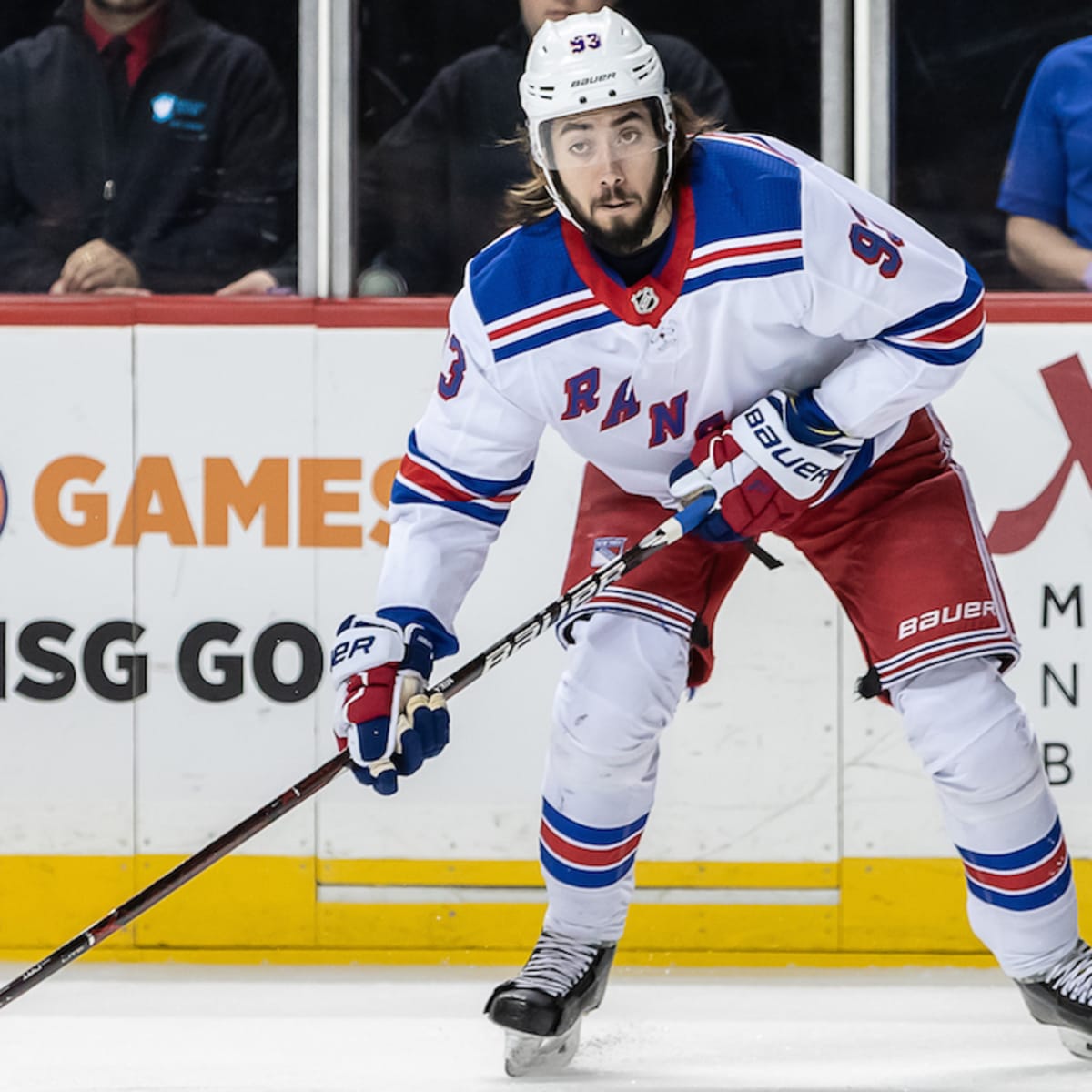 New York Rangers center Mika Zibanejad skates during the 2018