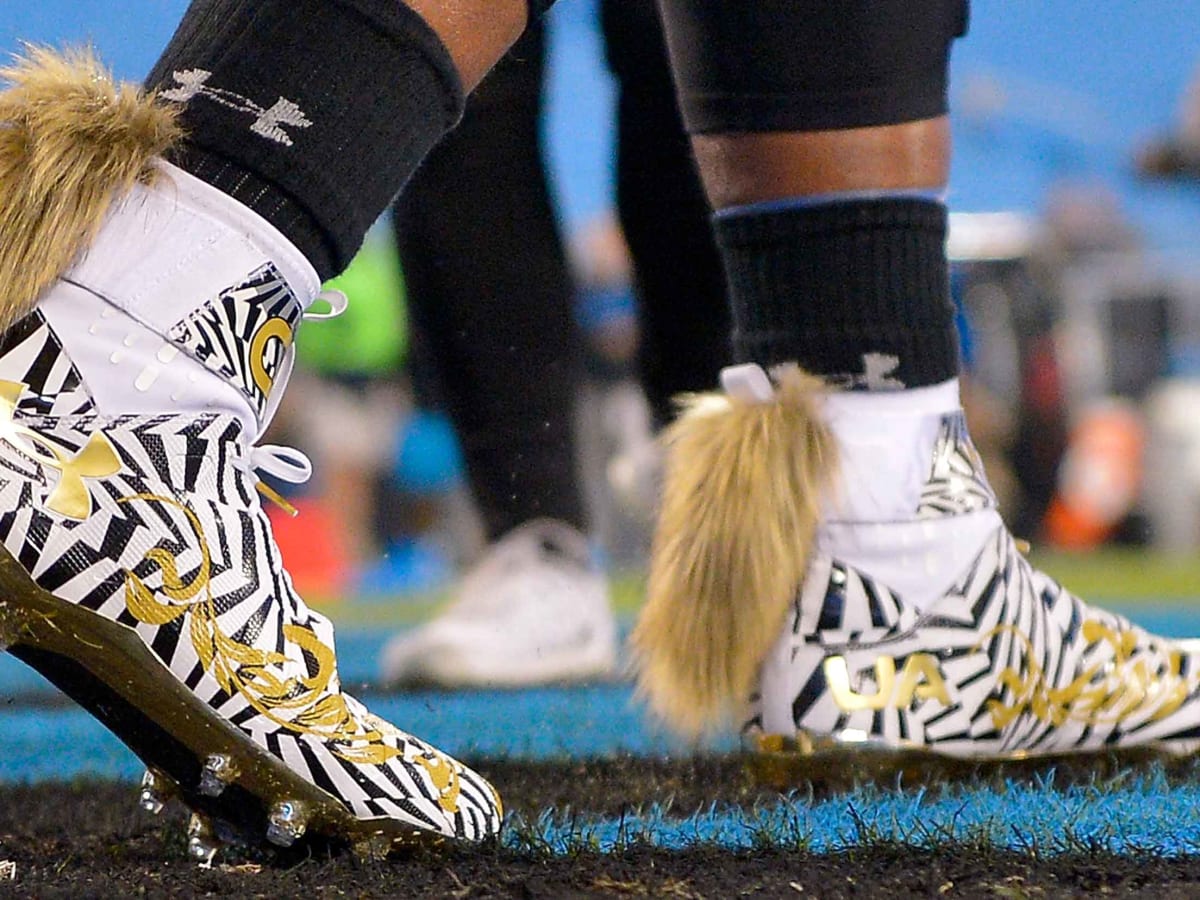 Cam Newton rocks zebra cleats before game photos SI Kids
