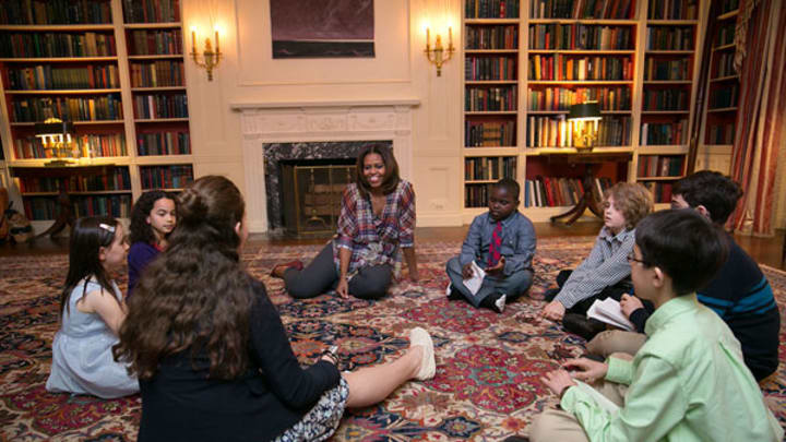 First Lady Michelle Obama Talks with Kid Reporters at Annual Easter Egg Roll First Lady Michelle Obama Talks with Kid Reporters at Annual Easter Egg Roll