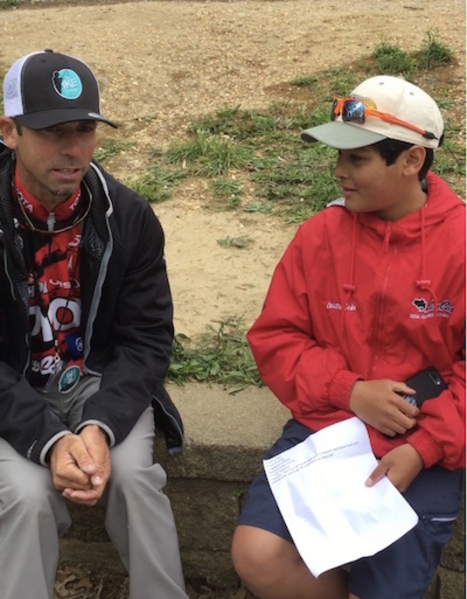 Mike Iaconelli and Kid Reporter Christopher John