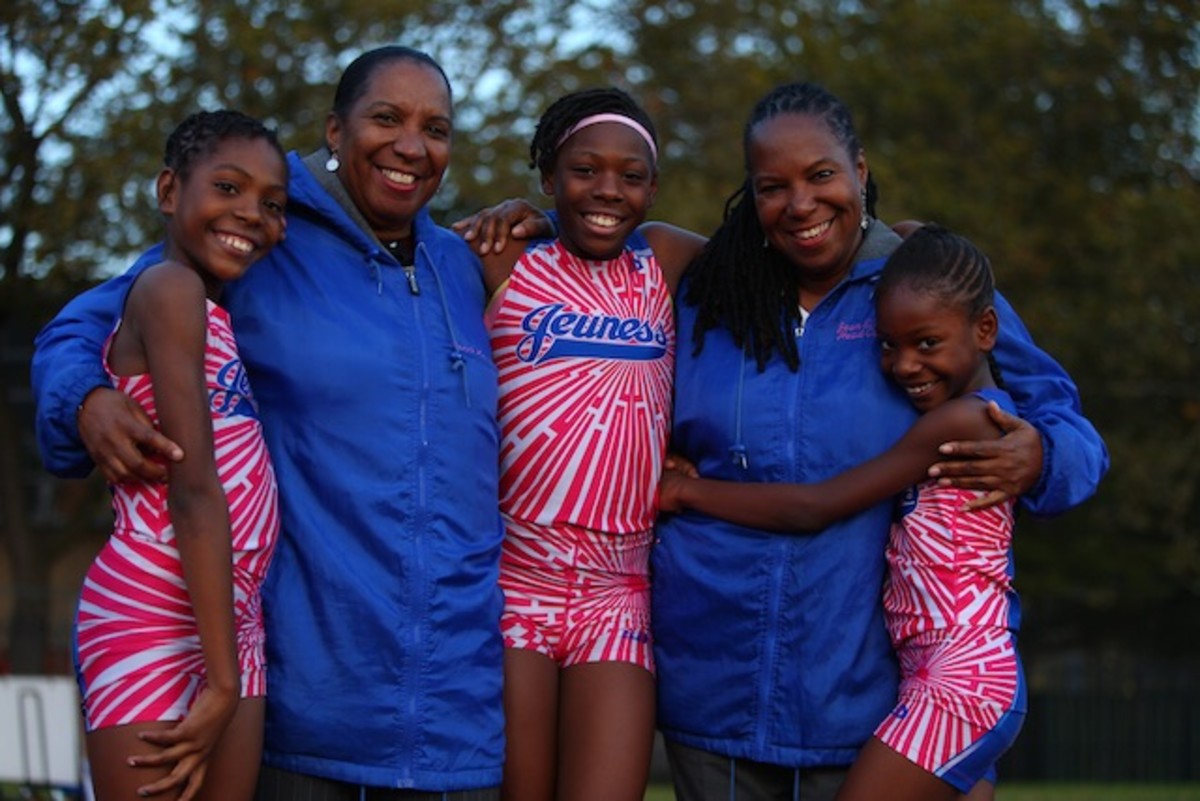 The Sheppard sisters with coaches Jean Bell (right) and her sister Karel Lancaster