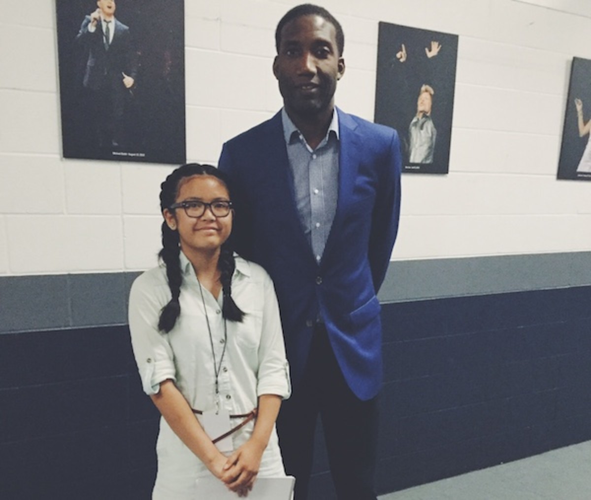 Kid Reporter Ayesha Badiola and Team Canada GM Rowan Barrett