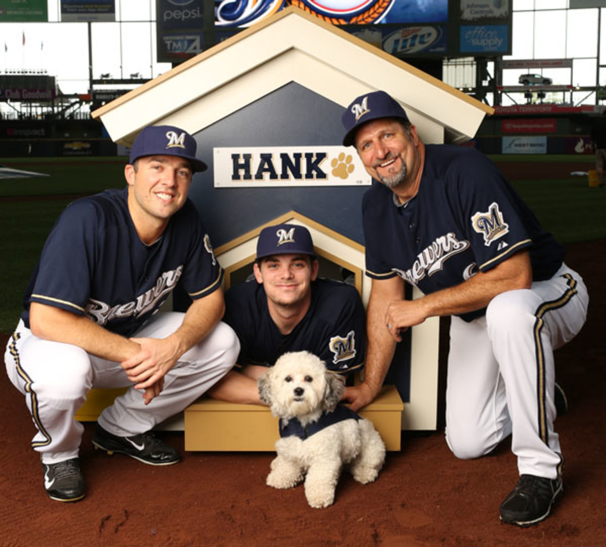 Hank the ballpark pup is still Hank. The Brewers just went all-in