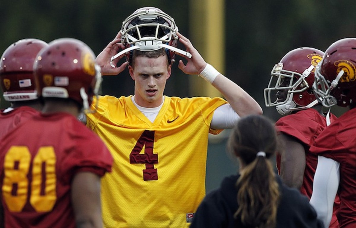 Browne, who arrived on campus in the spring of 2013 (above), is trying to win the starting job for the Trojans.