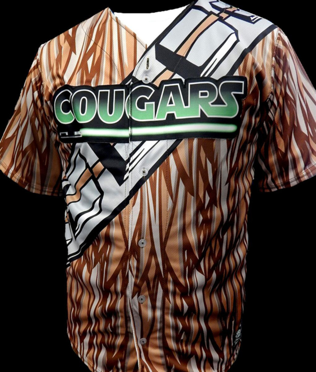 kane county cougars star wars chewbacca jerseys