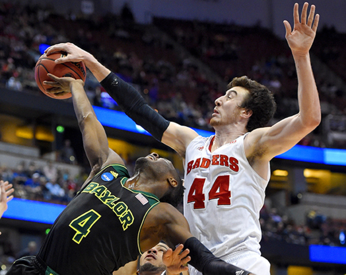 Men's Wisconsin Badgers #44 Frank Kaminsky White By The Players Alumni  College Basketball Jersey 911559-275