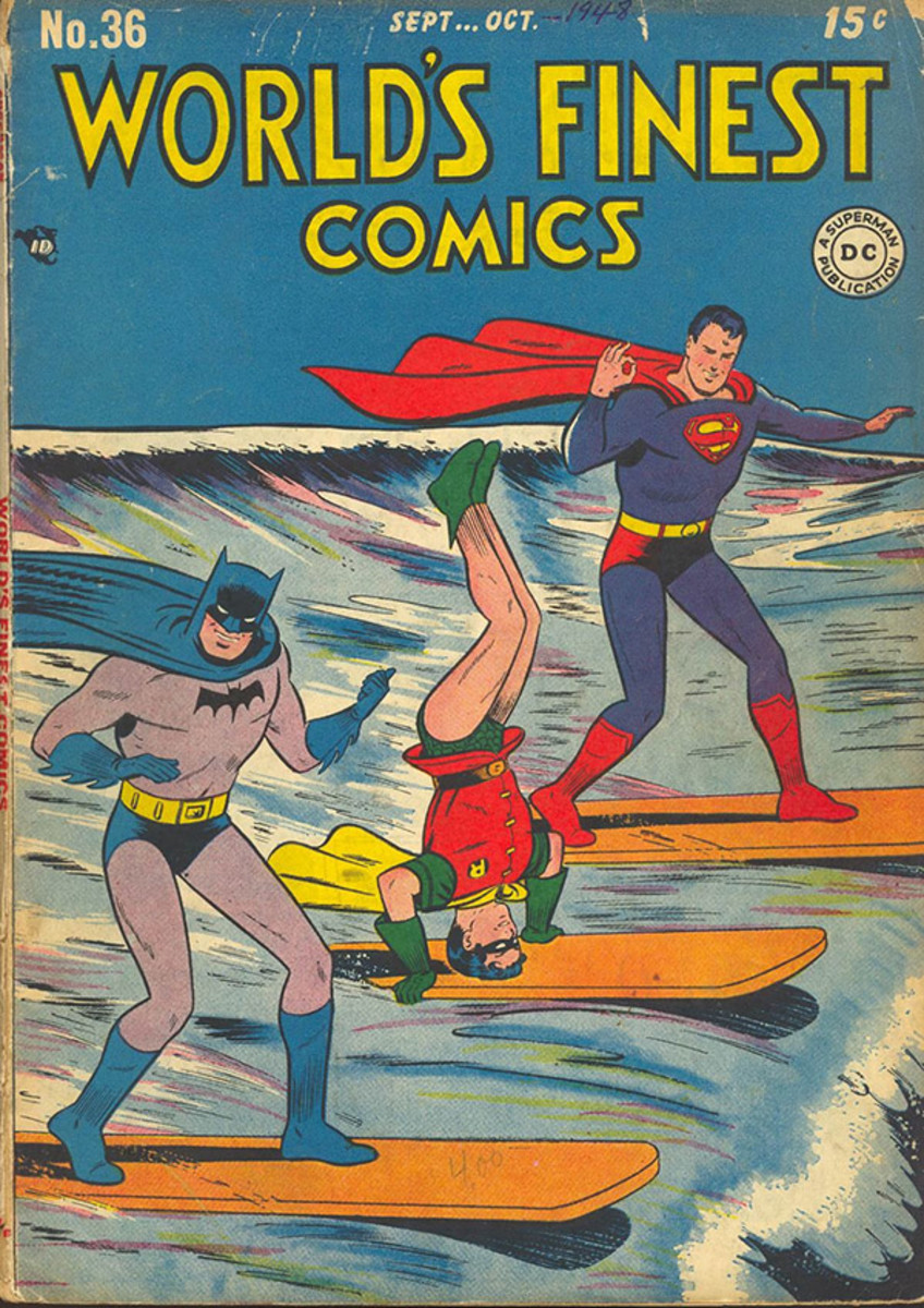 batman sports world's finest surfing