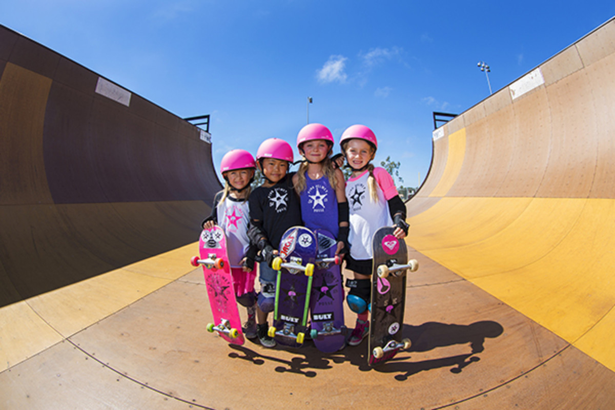 pink posse skateboarding