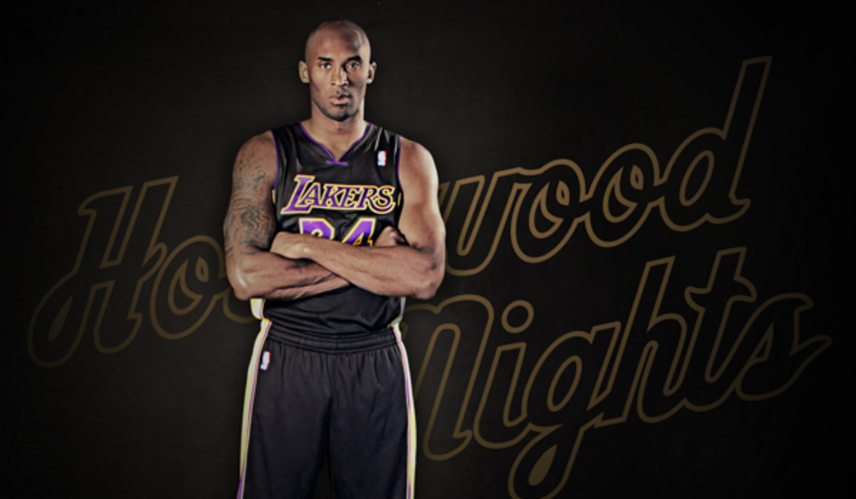 la lakers hollywood nights jersey closeup