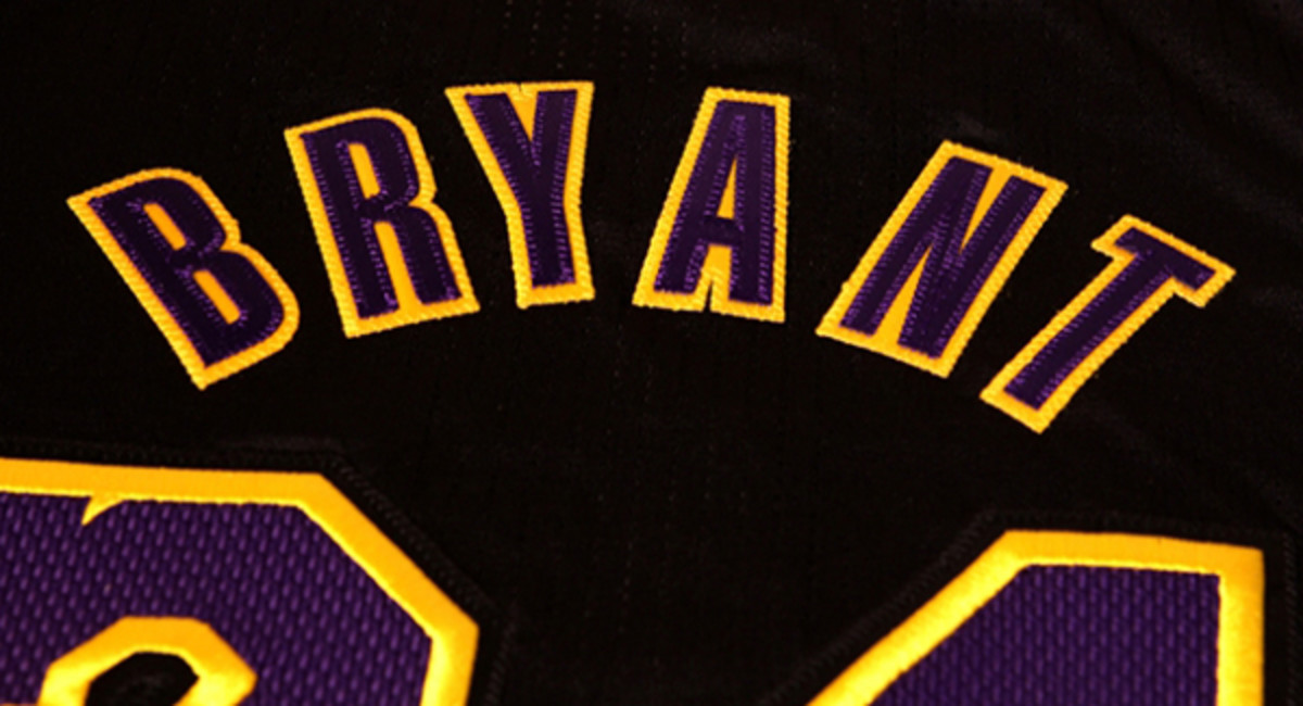 la lakers hollywood nights jersey closeup