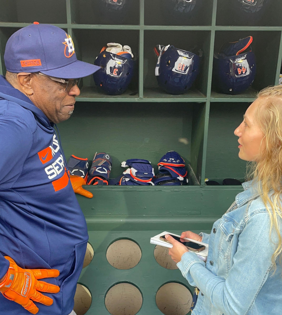 Dusty Baker and Kid Reporter Anna Laible